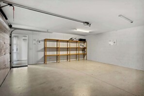 Big garage and storage space.