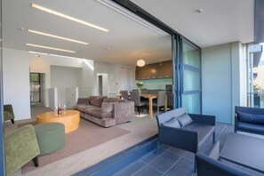 Large sliding glass door open up from the main living area to soak in the beautiful views