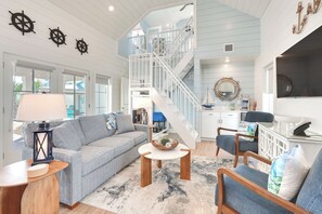Living Room | 2-Story Cottage | Flat-Screen TV | Central A/C & Heating