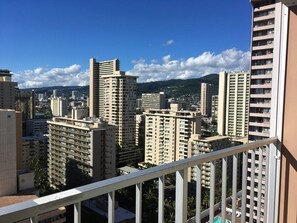 City and mountain view from lanai