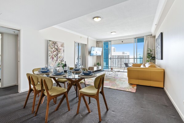 Share sumptuous meals with the family in this sophisticated dining area