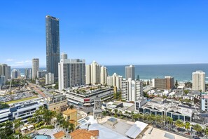 Refreshing scenery in the balcony area with the ocean and the city views