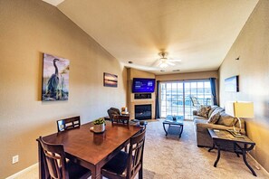 Step into the open living area, welcoming you with captivating lakeside vistas