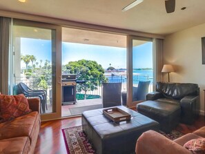 Living room with bay view