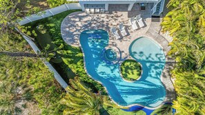 Aerial Pool and Back Yard