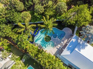 Pool & Back Yard Aerial View