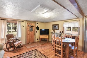 With a cozy fireplace, authentic cowboy details, and a peaceful atmosphere, it is the perfect getaway from the city.
