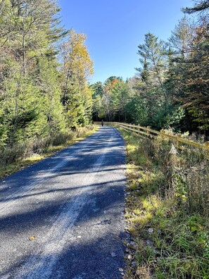 Adirondack Rail Trail runs parallel with Oseetah Park Road