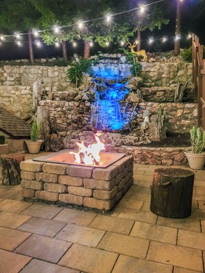 Waterfall with Firepit