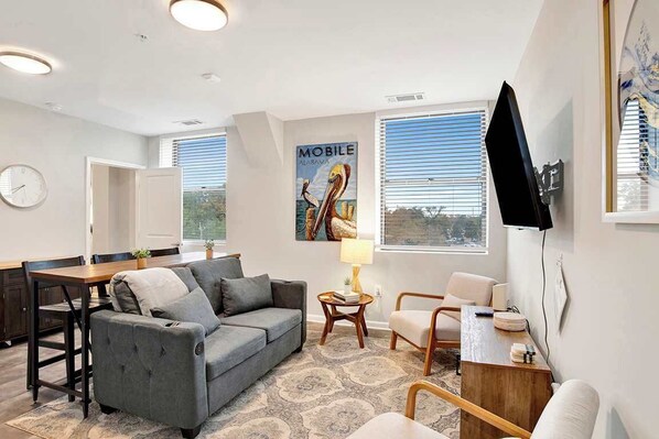 Comfortable living space for relaxing and watching TV 