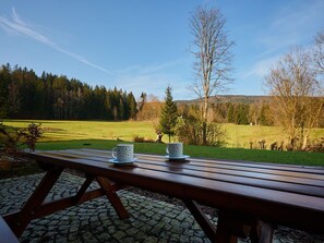 Plant, Sky, Cloud, Table, Furniture, Plant Community, Wood, Natural Landscape, Outdoor Furniture, Tree