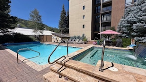 View to Vail Mountain from the outdoor pool and hot tub.