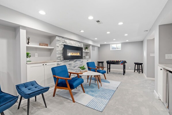 Lower level den with gas fireplace!