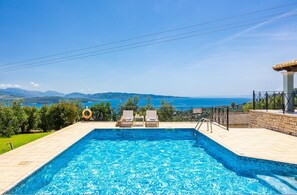Private pool and terrace with sea views