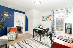 Stylishly decorated apartment with a modern feel.