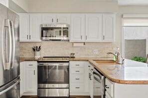 Cook delicious meals in the full kitchen