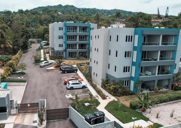 Aerial view of the property.
