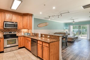 Fully updated, this condo boasts an open flow plan, perfect for enjoying time together.