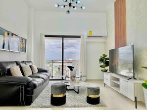 Living room with smart TV