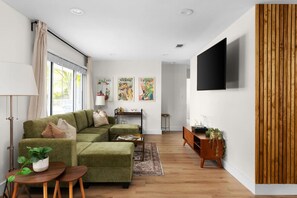 Perfect for unwinding after a day in Austin or sharing stories with friends, this space sets the tone for your stay—stylish, relaxed, and effortlessly cool.