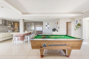 The pool table is right in the centre of the living area & always adds some fun.