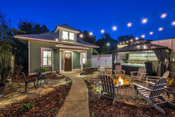Welcome to the Greenwood Guesthouse courtyard—your cozy retreat awaits!