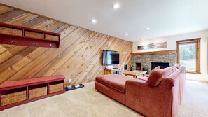 Indoors, Hardwood, Furniture, Living Room, Stained Wood