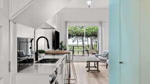 Fully equipped kitchen in the private studio suite, perfect for preparing your favorite meals.