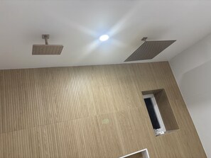 Upstairs Bathroom, two showers in one. 