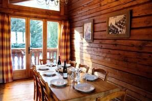 Settle into the dining area and enjoy a nice meal.