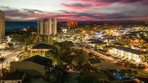 Siesta Village Night in an aerial view.