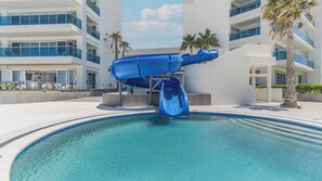 One of the two water slides.