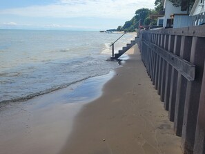 OVERALL:  The private stairs to the beach and private beach and lakefront.