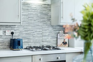 Our kitchen has everything you'd expect in a family home including microwave, kettle & toaster. We provide complimentary teas & coffee