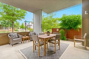 Covered Patio | Outdoor Dining Area and Lounge Seating