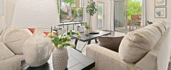 Living Area with Smart TV | Tons of natural light!