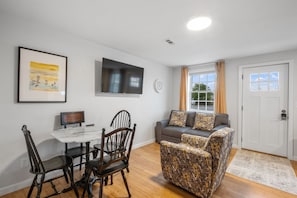 Comfortable, open living and dining area.
