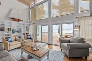 Waterfront living room with stunning views