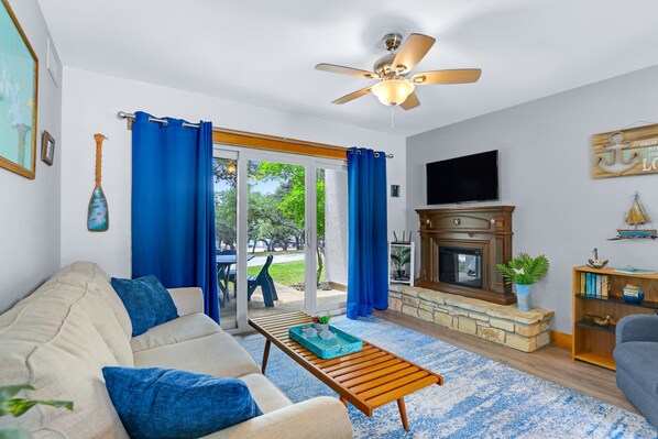 Cozy up in the living area and stream all your favorite entertainment