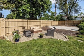 fully fenced with plenty of space to entertain. bb court, firepit and bbq