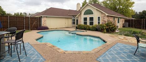 Butterfly garden, outdoor seating, and pool (unheated as of 11/2024 for repairs)