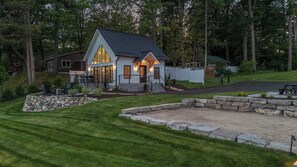 EV charger, grilling patio and beach area. 
