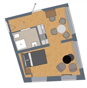 Großzügiger Grundriss mit eigenem Bad und Küche im N°8A Boardinghouse Lüneburg 