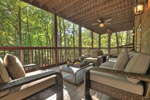 Comfy outdoor seating, where the whole family can relax and enough listening to the creek