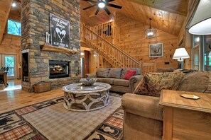 Double sided wood-burning fireplace