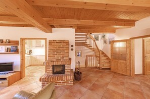 Ferienhaus Havelquelle Kamin im Wohnbereich