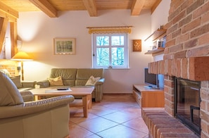 Ferienhaus Havelquelle Blick in das Wohnzimmer