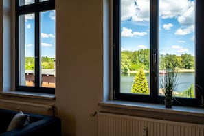 Ferienwohnung BlueSea in Malchow Müritzblick aus dem Wohnzimmer