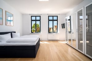 Ferienwohnung BlueSea in Malchow Blick in eines der Schlafzimmer