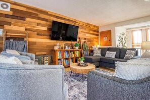 Comfy living room, ready for you to enjoy a great time with family and friends.
